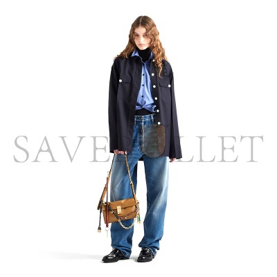 PRADA SOFT SOUND SMALL LEATHER SHOULDER BAG WITH CHARMS 1BD379 (24*13.5*5cm)